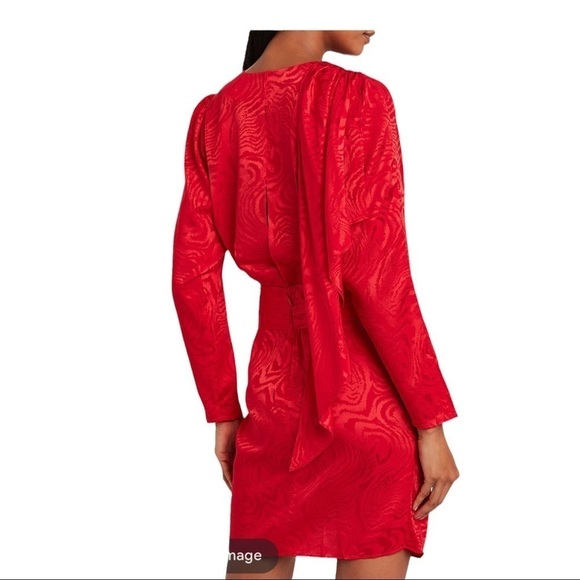 NWT RONNY KOBO Red Shanaya Mini Dress Long Sleeve Draped Small Tinsley Mortimer - Picture 4 of 14